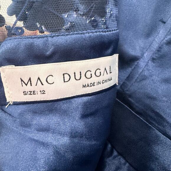 Mac Duggal Embellished Illusion High Neck Long Sleeve Fit & Flare Dress 12 NWT - Picture 9 of 13